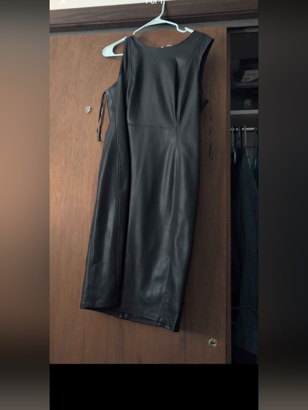 Calvin Klein Black Faux Leather Sheath Dress